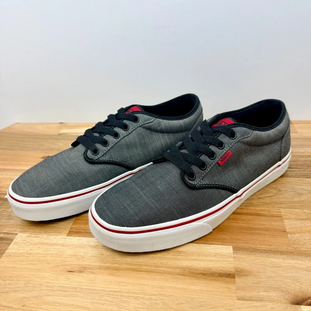 Vans Atwood Textile Dark Grey Red Mens Skate Shoes Size 11